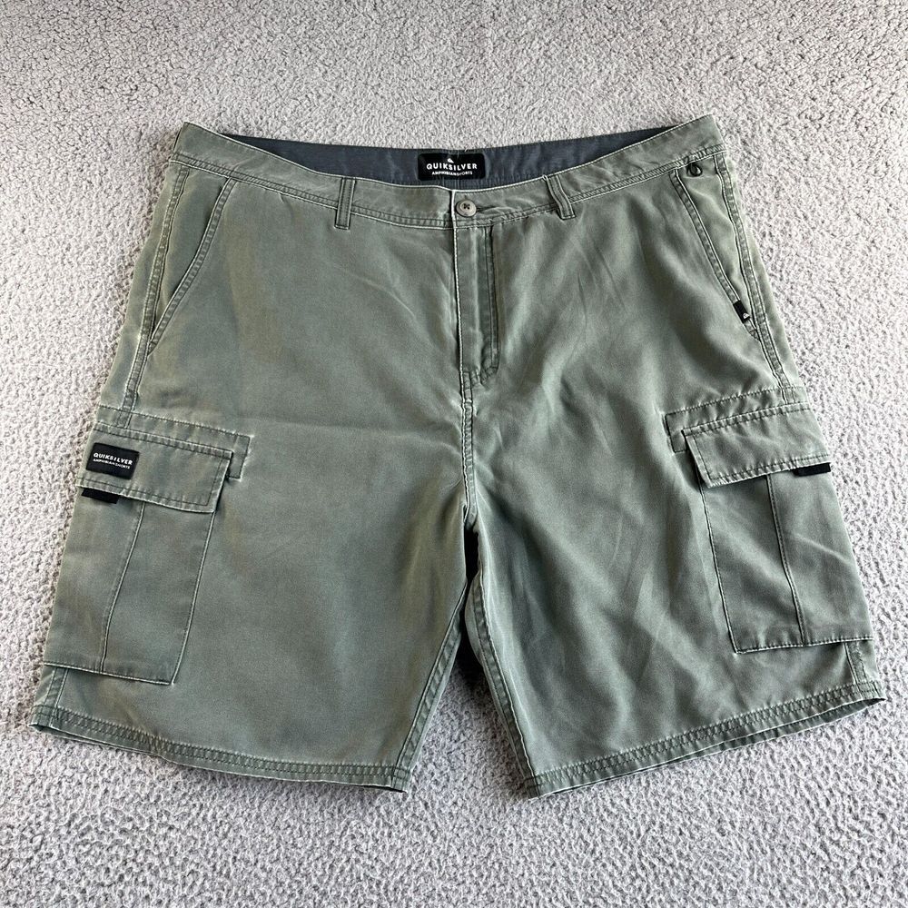 Quiksilver Board Shorts Mens 40 Green Cargo Amphibian Water Repellent Dry Flight